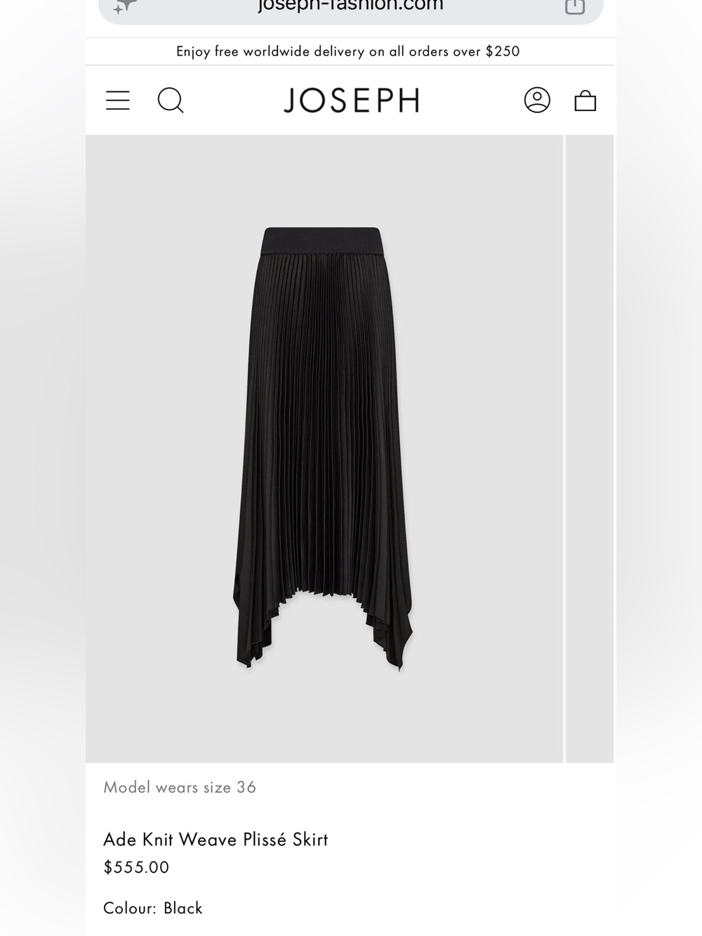 Joseph Black Ade Knit Weave Skirt